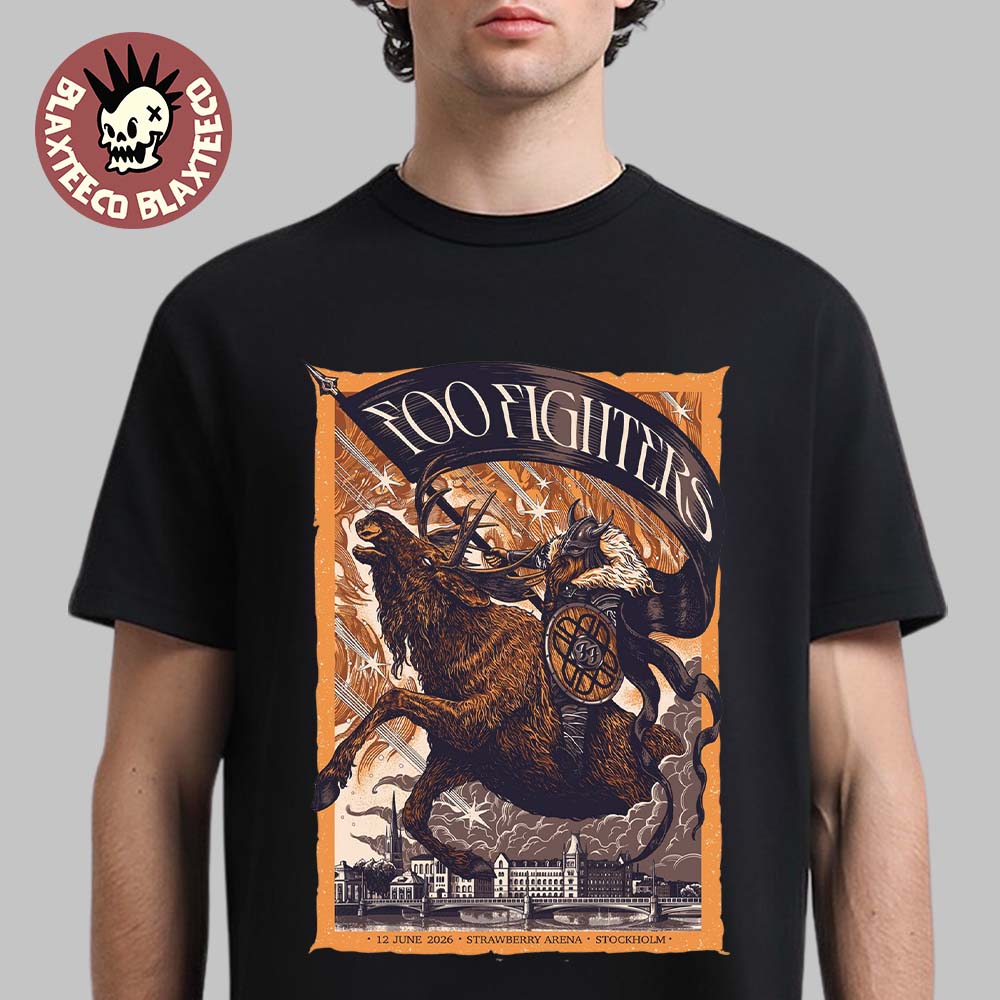 Foo Fighters Stockholm Sweden 2026 Event Poster At Strawberry Arena On 12 June 2026 The Viking Art T-Shirt Foo Fighters Stockholm Sweden 2026 Event Poster At Strawberry Arena On 12 June 2026 The Viking Art T-Shirt
