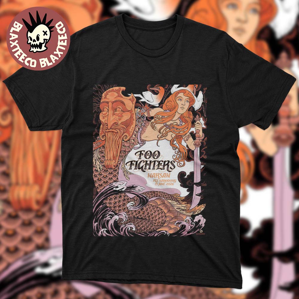 Foo Fighters Warsaw Poland 2026 Event Poster Live At PGE Narodowy On 15 June 2026 The Mermaid Art T-Shirt Foo Fighters Warsaw Poland 2026 Event Poster Live At PGE Narodowy On 15 June 2026 The Mermaid Art T-Shirt