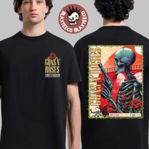 Guns N Roses Amsterdam Netherlands 2026 Exclusive Event Tee At Ziggo Dome On 18 June 2026 Skeleton With Gun And Roses T-Shirt