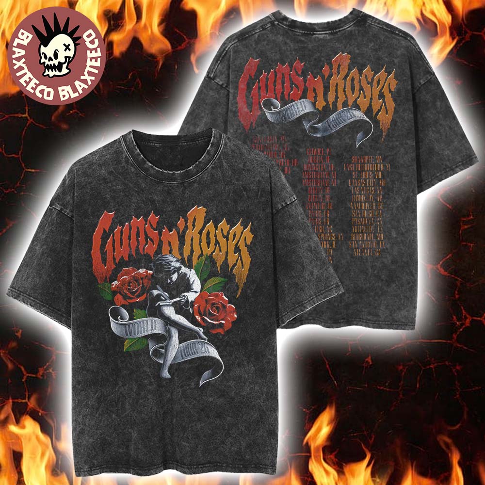 Guns N Roses World Tour 2026 Merch Use Your Illusion Art With Dates Vintage Washed Tee Guns N Roses World Tour 2026 Merch Use Your Illusion Art With Dates Vintage Washed Tee