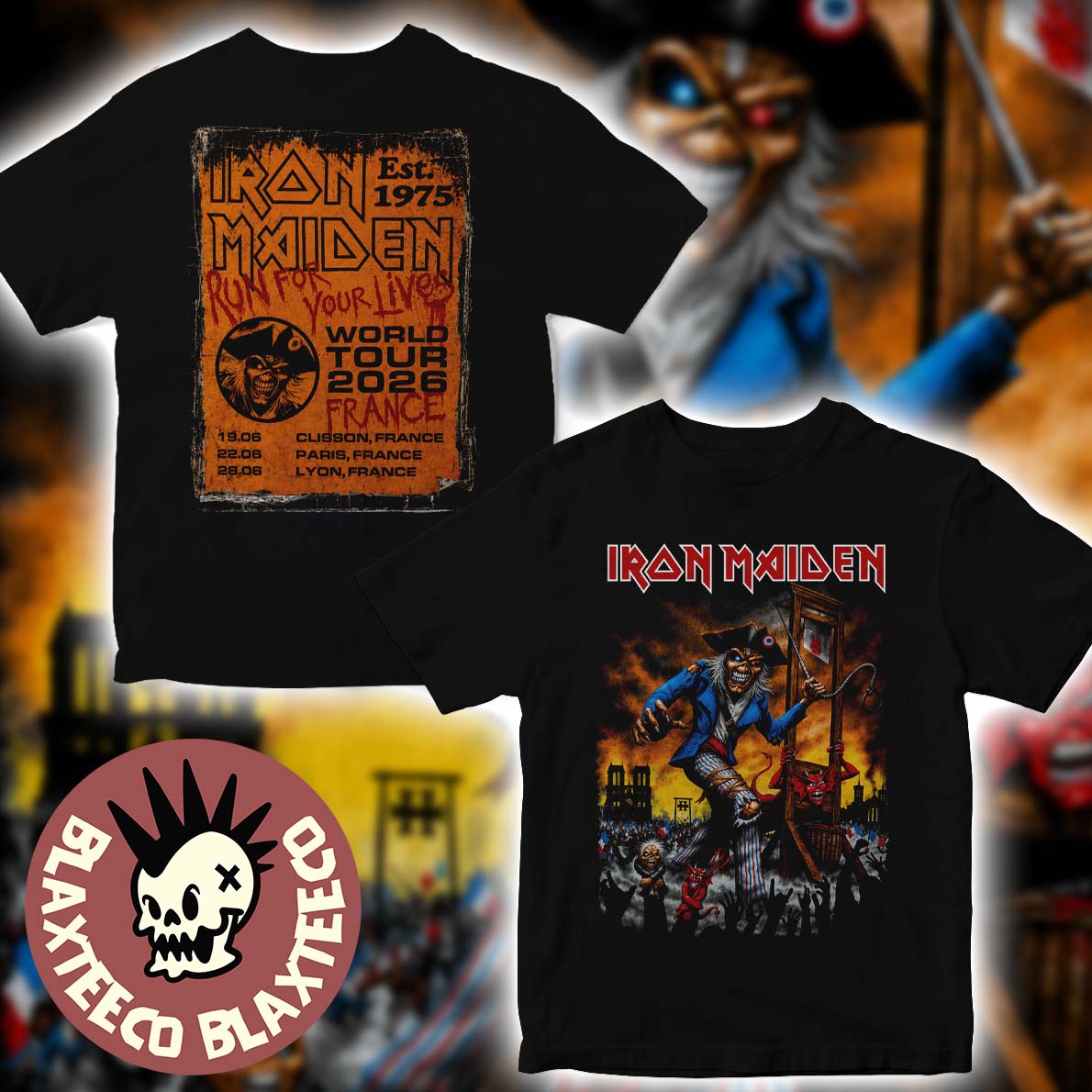 Iron Maiden France 2026 Tour Exclusive Event Tee For Clisson Paris And Lyon On 19 22 And 28 June 2026 Eddie Sans-culottes French Revolution T-Shirt Iron Maiden France 2026 Tour Exclusive Event Tee For Clisson Paris And Lyon On 19 22 And 28 June 2026 Eddie Sans-culottes French Revolution T-Shirt