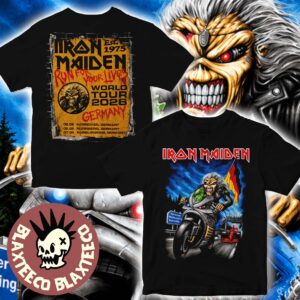 Iron Maiden Germany 2026 Tour Exclusive Event Tee For Hannover Nurnberg And Nurburgring On 2 6 And 7 June 2026 Eddie Riding Motor T-Shirt