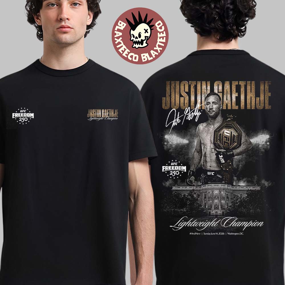 Justin Gaethje UFC Freedom 250 And New Men's Lightweight Champion T-Shirt Justin Gaethje UFC Freedom 250 And New Men's Lightweight Champion T-Shirt