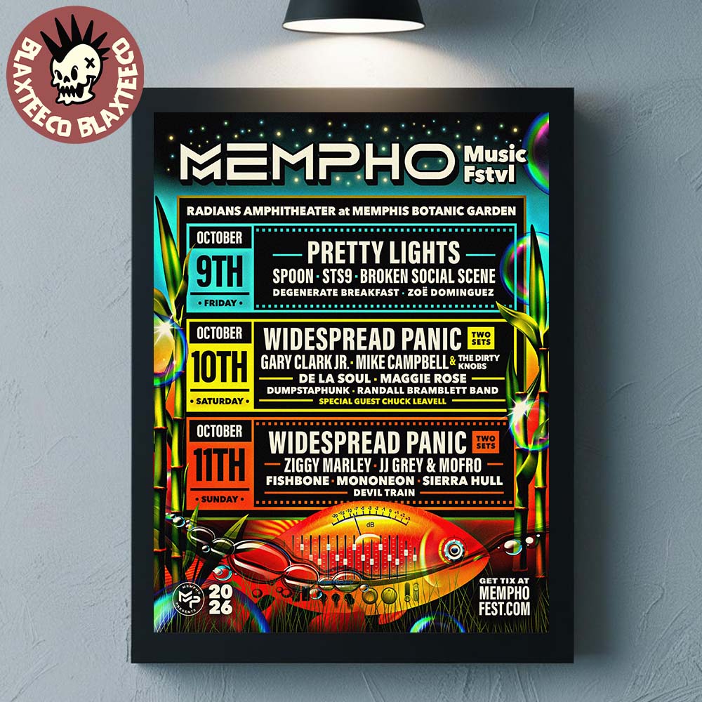 Mempho Music Festival 2026 Full Lineup In Memphis Tennessee at the Radians Amphitheater at Memphis Botanic Garden From October 9 To 11 2026 Poster Canvas Mempho Music Festival 2026 Full Lineup In Memphis Tennessee at the Radians Amphitheater at Memphis Botanic Garden From October 9 To 11 2026 Poster Canvas