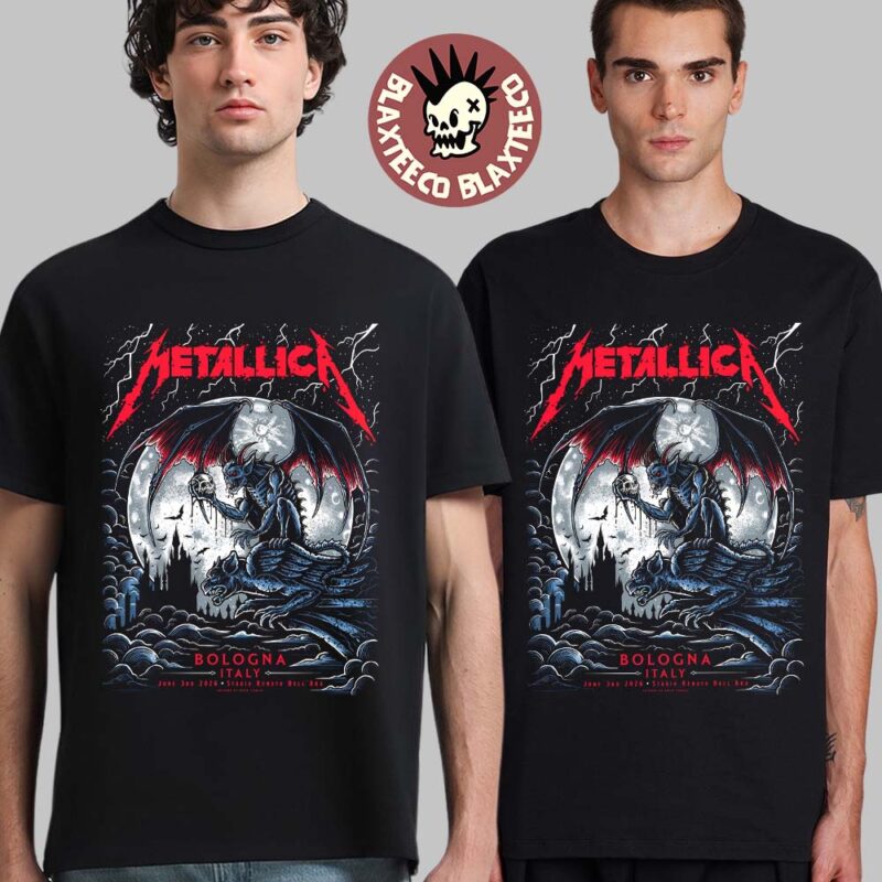 Metallica M72 Bologna Italy 2026 Pop Up Shop Poster At Stadio Renato On June 3 2026 The Gargoyle Winged Demon T Shirt