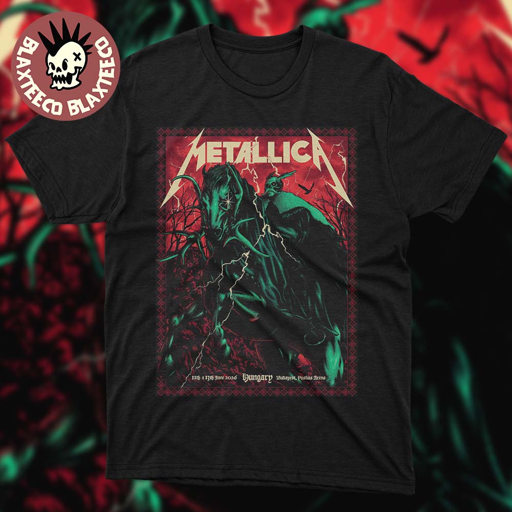 Metallica M72 Budapest Hungary 2026 Pop Up Shop Poster At Puskas Arena On 11 And 13 June 2026 The Death Knight Art T-Shirt Metallica M72 Budapest Hungary 2026 Pop Up Shop Poster At Puskas Arena On 11 And 13 June 2026 The Death Knight Art T-Shirt
