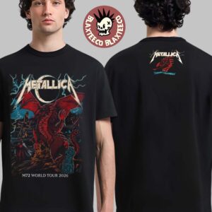 Metallica M72 Cardiff Wales 2026 Event Tee At Principality Stadium On 28 June 2026 Red Dragon Art Two Sided T-Shirt
