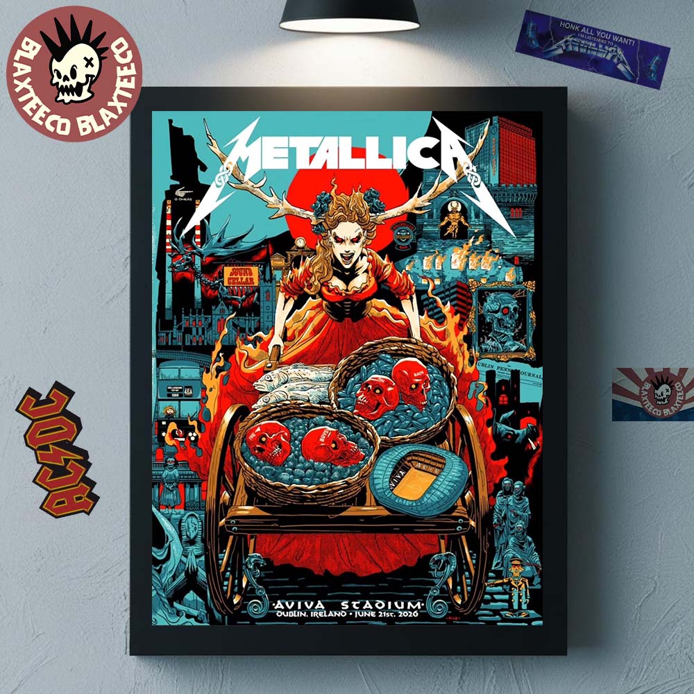 Metallica M72 Dublin Ireland 2026 Night 2 Venue Poster At Aviva Stadium On June 21 2026 Home Decor Poster Canvas Metallica M72 Dublin Ireland 2026 Night 2 Venue Poster At Aviva Stadium On June 21 2026 Home Decor Poster Canvas