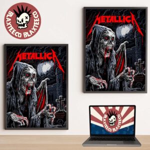 Metallica M72 Glasgow Scotland 2026 Pop Up Shop Exclusive Poster At Hampden Park On 25 June 2026 The Winged Skeleton Poster Canvas
