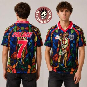 Palace X Nike X England Pewter Bright Crimson Colorful Football Jersey