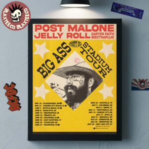 Post Malone X Jelly Roll Big Ass Stadium Tour 2026 North America Official Schedule Dates Home Decor Poster Canvas