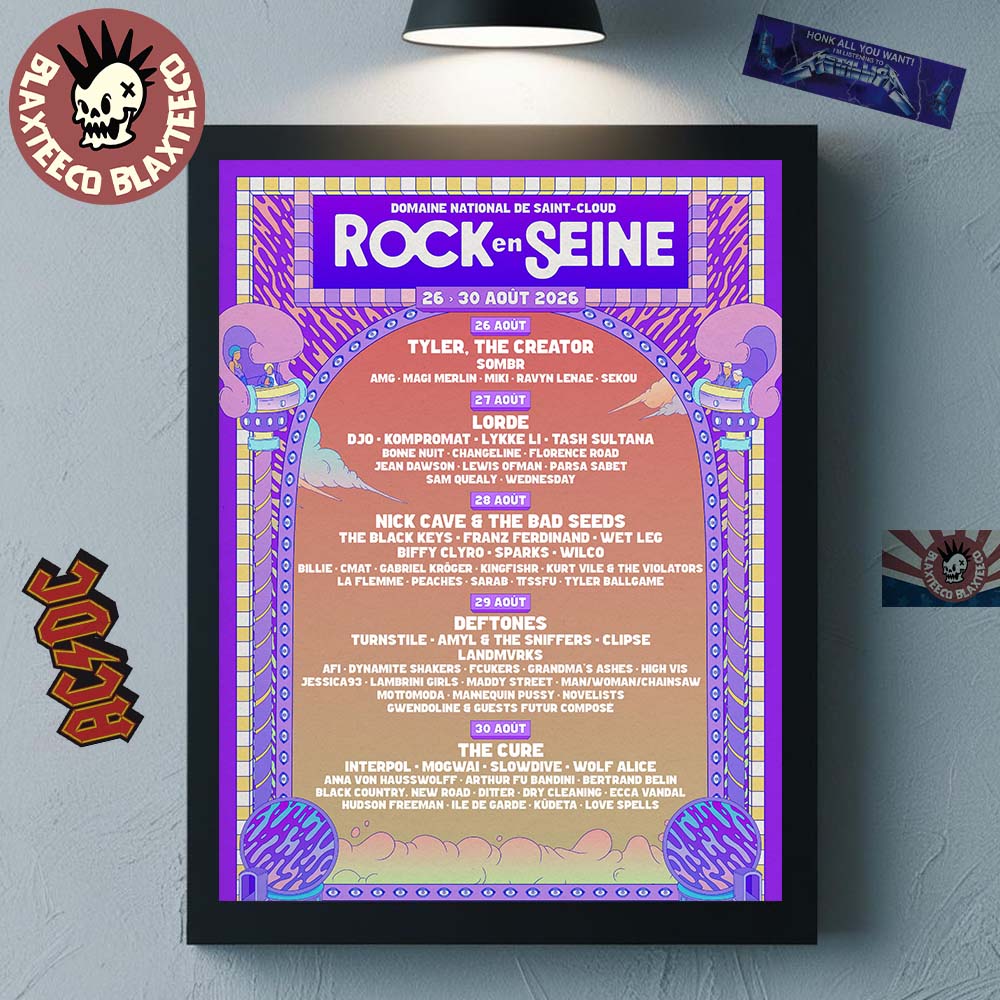 Rock En Seine 2026 Festival Lineup At Domaine National De Saint Cloud From 26 To 39 August 2026 Home Decor Poster Canvas Rock En Seine 2026 Festival Lineup At Domaine National De Saint Cloud From 26 To 39 August 2026 Home Decor Poster Canvas