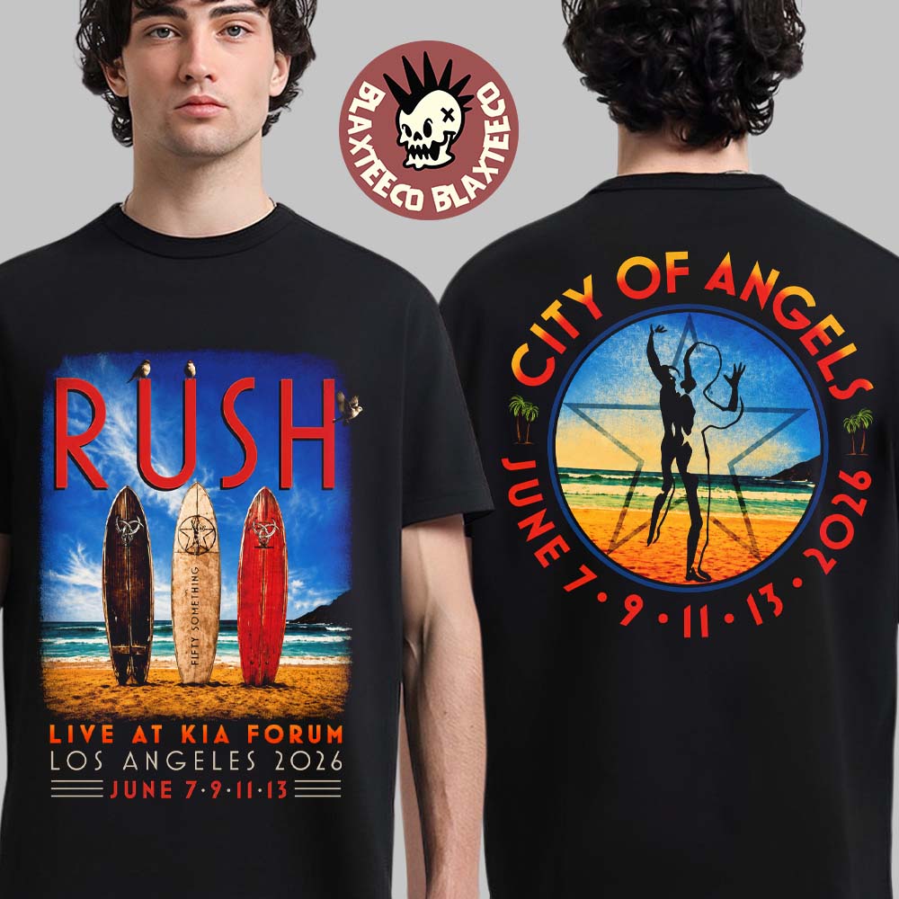 Rush Fifty Something 2026 Tour Los Angeles Event Tee Live At Kia Forum On June 7 9 11 13 2026 City Of Angels T-Shirt Rush Fifty Something 2026 Tour Los Angeles Event Tee Live At Kia Forum On June 7 9 11 13 2026 City Of Angels T-Shirt
