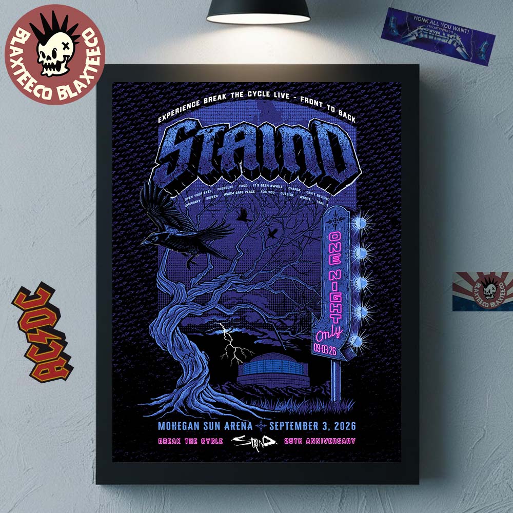 Staind Break The Cycle 25th Anniversary Montville Connecticut 2026 Event Poster At Mohegan Sun Arena On September 3 2026 Decor Poster Canvas Staind Break The Cycle 25th Anniversary Montville Connecticut 2026 Event Poster At Mohegan Sun Arena On September 3 2026 Decor Poster Canvas