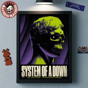 System Of A Down Stockholm Sweden 2026 Venue Poster At Strawberry Arena On 29 June 2026 Home Decor Poster Canvas