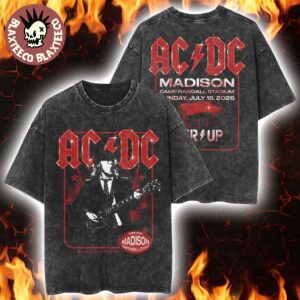 ACDC PWR Up Madison Wisconsin 2026 Exclusive Event Tee At Camp Randall Stadium On July 19 2026 Vintage Washed Tee