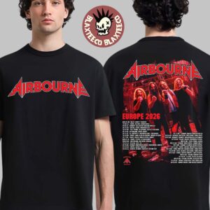 Airbourne Get Gutsy Europe 2026 Tour Schedule Dates Two Sided T-Shirt