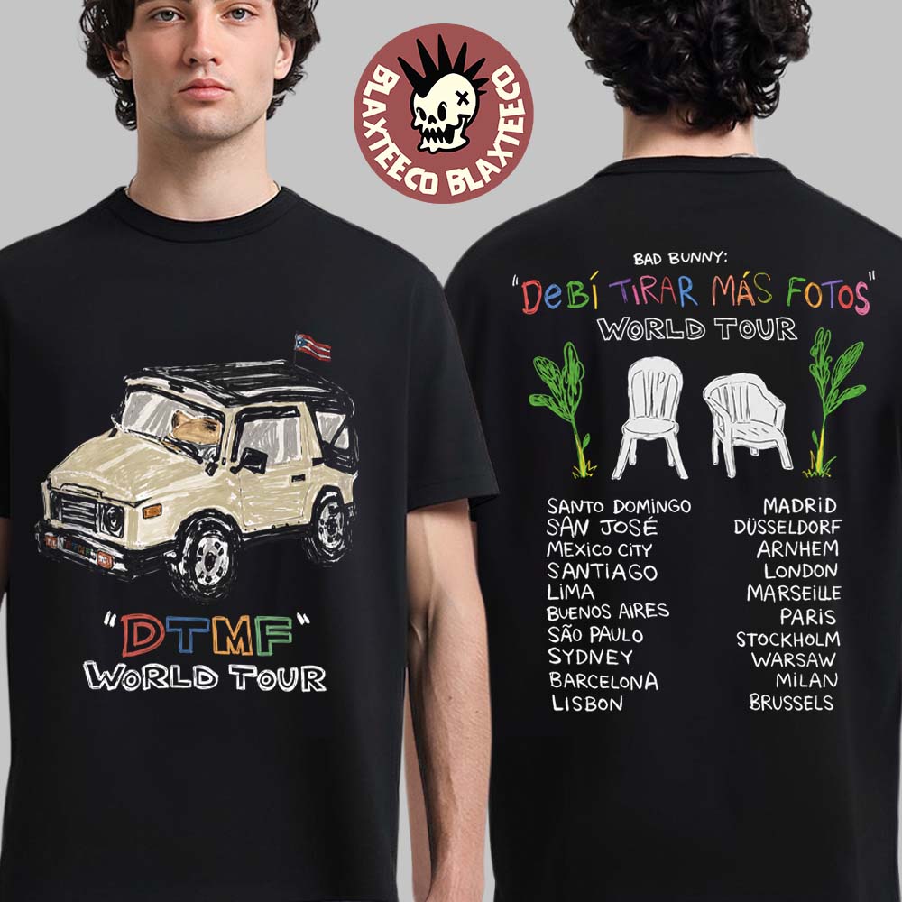 Bad Bunny DTMF World Tour 2026 Merch Paint Doodle Jeep T-Shirt Bad Bunny DTMF World Tour 2026 Merch Paint Doodle Jeep T-Shirt
