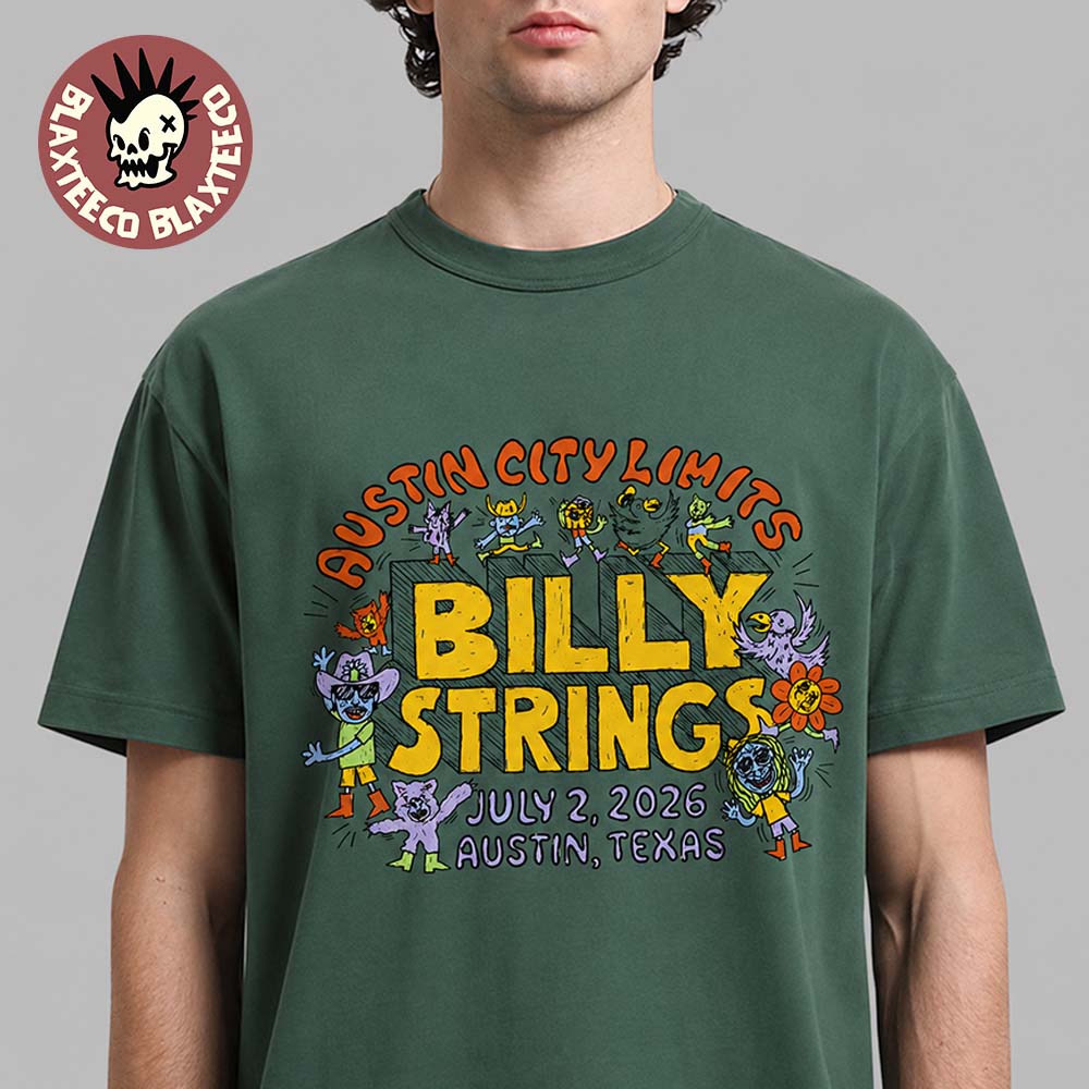 Billy Strings Austin Texas 2026 Night 1 Exclusive Tee At Austin City Limits On July 2 2026 Green T-Shirt Billy Strings Austin Texas 2026 Night 1 Exclusive Tee At Austin City Limits On July 2 2026 Green T-Shirt