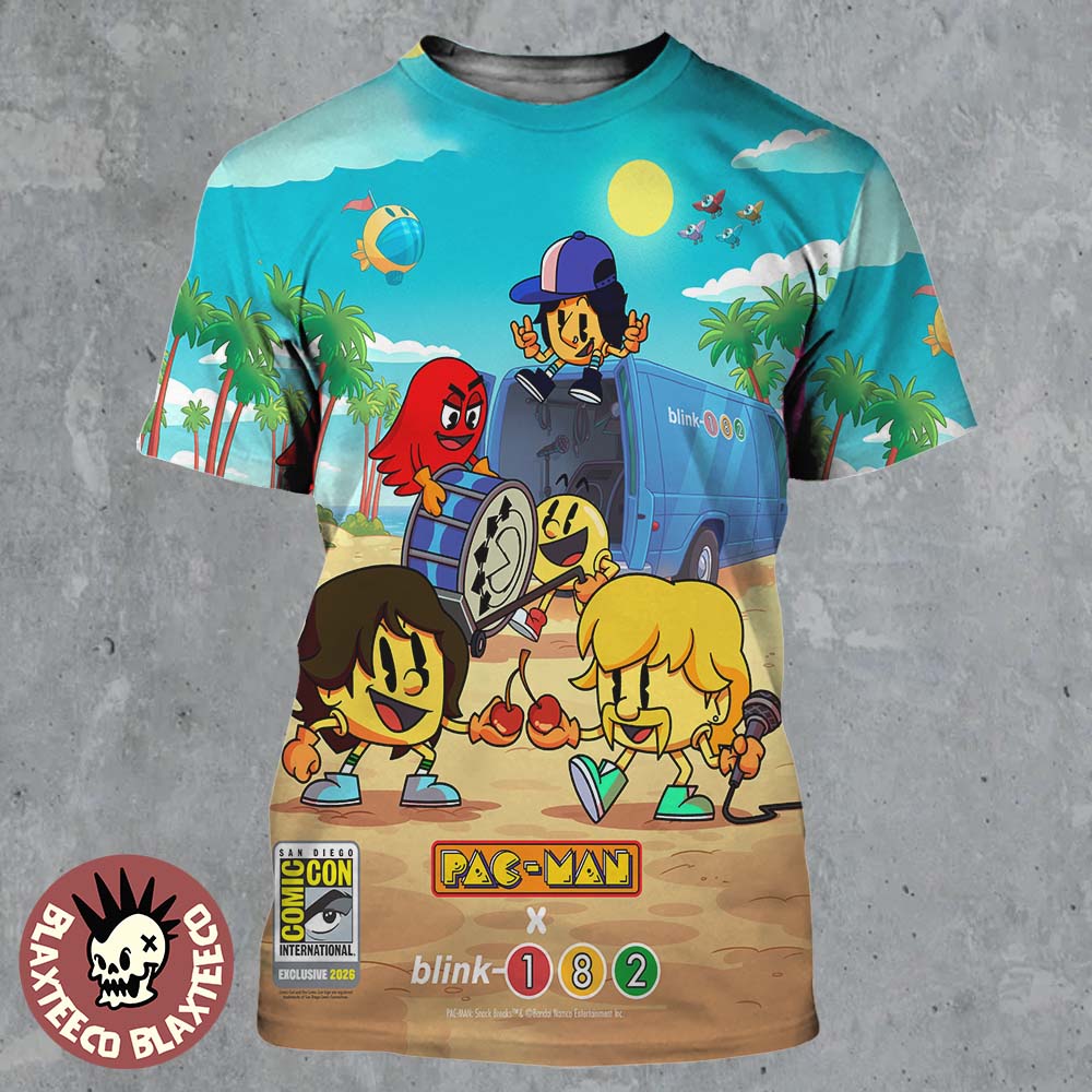 Blink-182 X Pac-Man Comic-Con San Diego Exclusive 2026 July 23-26 All Over Print Shirt Blink-182 X Pac-Man Comic-Con San Diego Exclusive 2026 July 23-26 All Over Print Shirt