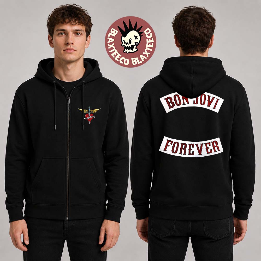 Bon Jovi Forever Tour 2026 Merch Heart And Dagger Zip Up Hoodie Bon Jovi Forever Tour 2026 Merch Heart And Dagger Zip Up Hoodie