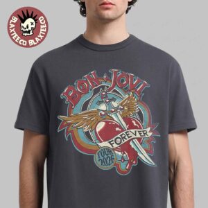 Bon Jovi Forever Tour 2026 Merch Heart & Dagger Charcoal T-Shirt