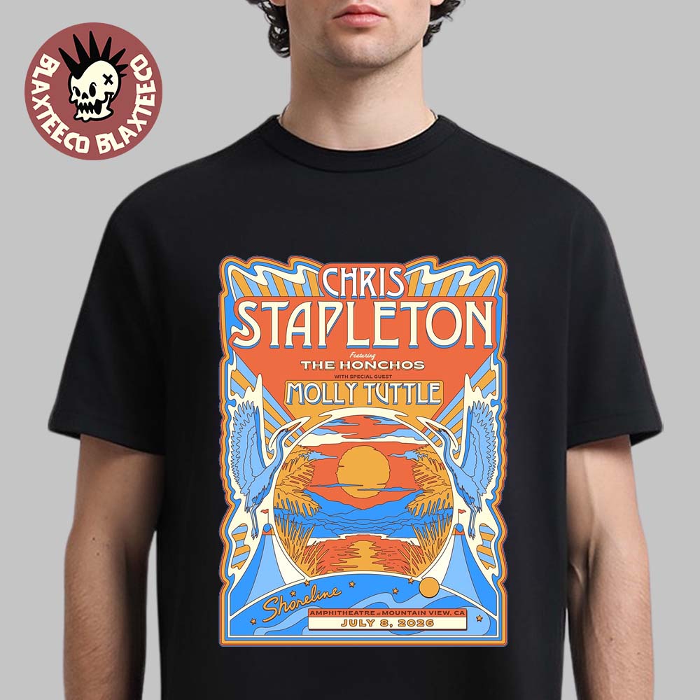 Chris Stapleton Mountain View California 2026 Event Poster At Shoreline Amphitheatre On July 8 2026 T-Shirt Chris Stapleton Mountain View California 2026 Event Poster At Shoreline Amphitheatre On July 8 2026 T-Shirt