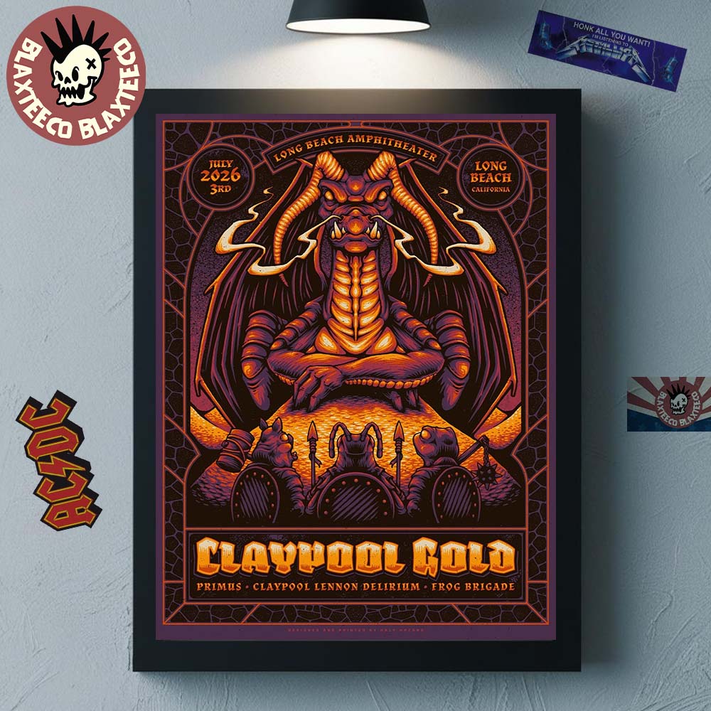 Claypool Gold Primus Claypool Lennon Delirium And Frog Brigade Long Beach California 2026 Event Poster At Long Beach Amphitheater On July 3 2026 Poster Canvas Claypool Gold Primus Claypool Lennon Delirium And Frog Brigade Long Beach California 2026 Event Poster At Long Beach Amphitheater On July 3 2026 Poster Canvas
