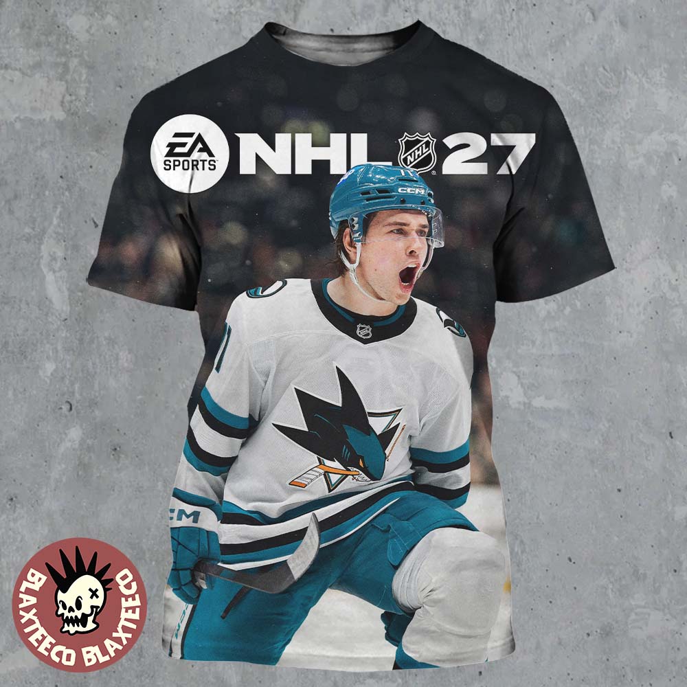 EA Sports NHL 27 Macklin Celebrini San Jose Sharks Cover Athlete Standard Edition All Over Print Shirt EA Sports NHL 27 Macklin Celebrini San Jose Sharks Cover Athlete Standard Edition All Over Print Shirt