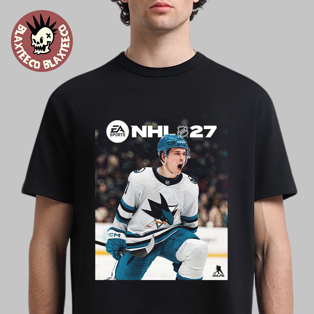 EA Sports NHL 27 Macklin Celebrini San Jose Sharks Cover Athlete Standard Edition T-Shirt EA Sports NHL 27 Macklin Celebrini San Jose Sharks Cover Athlete Standard Edition T-Shirt