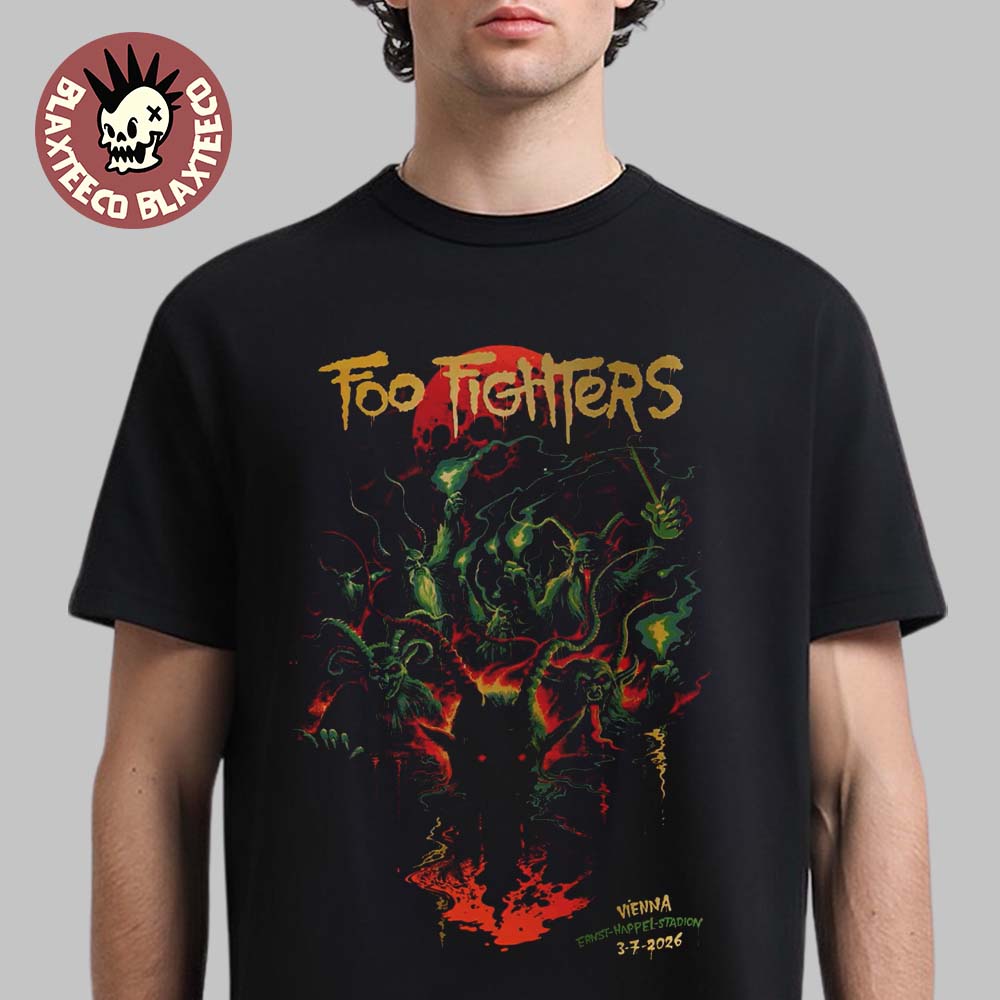 Foo Fighters Vienna Austria 2026 Event Poster At Ernst Happel Stadion On 3 July 2026 T-Shirt Foo Fighters Vienna Austria 2026 Event Poster At Ernst Happel Stadion On 3 July 2026 T-Shirt