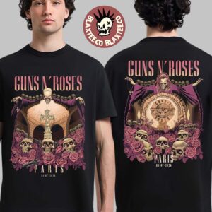 Guns N Roses Paris France 2026 Night 1 And 2 Combined Exclusive Poster At Accor Arena On July 1 And 3 2026 Two Sided T-Shirt