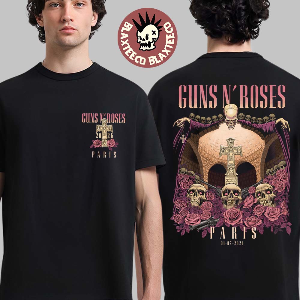 Guns N Roses Paris France 2026 Night 1 Exclusive Merch Tee At Accor Arena On July 1 2026 Two Sided T-Shirt Guns N Roses Paris France 2026 Night 1 Exclusive Merch Tee At Accor Arena On July 1 2026 Two Sided T-Shirt