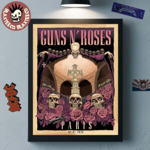 Guns N Roses Paris France 2026 Night 1 Venue Poster At Accor Arena On 1 July 2026 Home Decor Poster Canvas