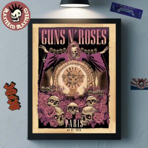 Guns N Roses Paris France 2026 Night 2 Exclusive Poster At Accor Arena On July 3 2026 Home Decor Poster Canvas