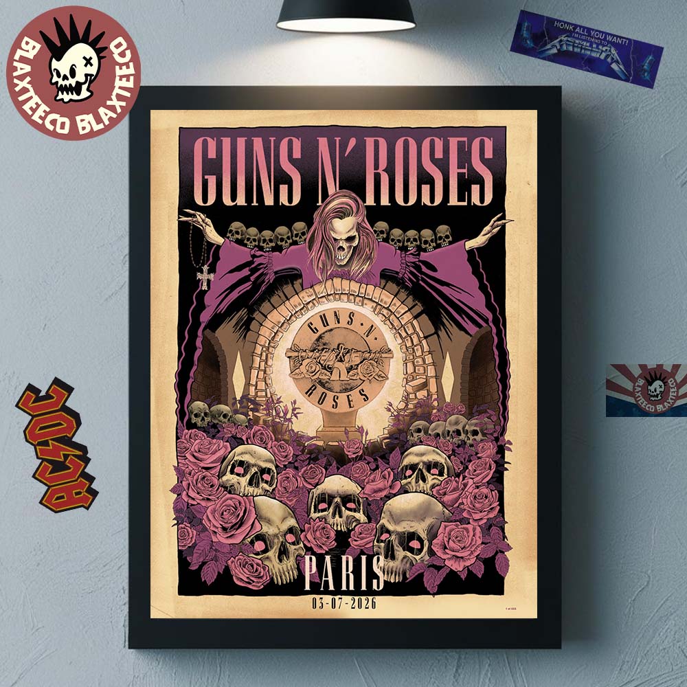 Guns N Roses Paris France 2026 Night 2 Exclusive Poster At Accor Arena On July 3 2026 Home Decor Poster Canvas Guns N Roses Paris France 2026 Night 2 Exclusive Poster At Accor Arena On July 3 2026 Home Decor Poster Canvas