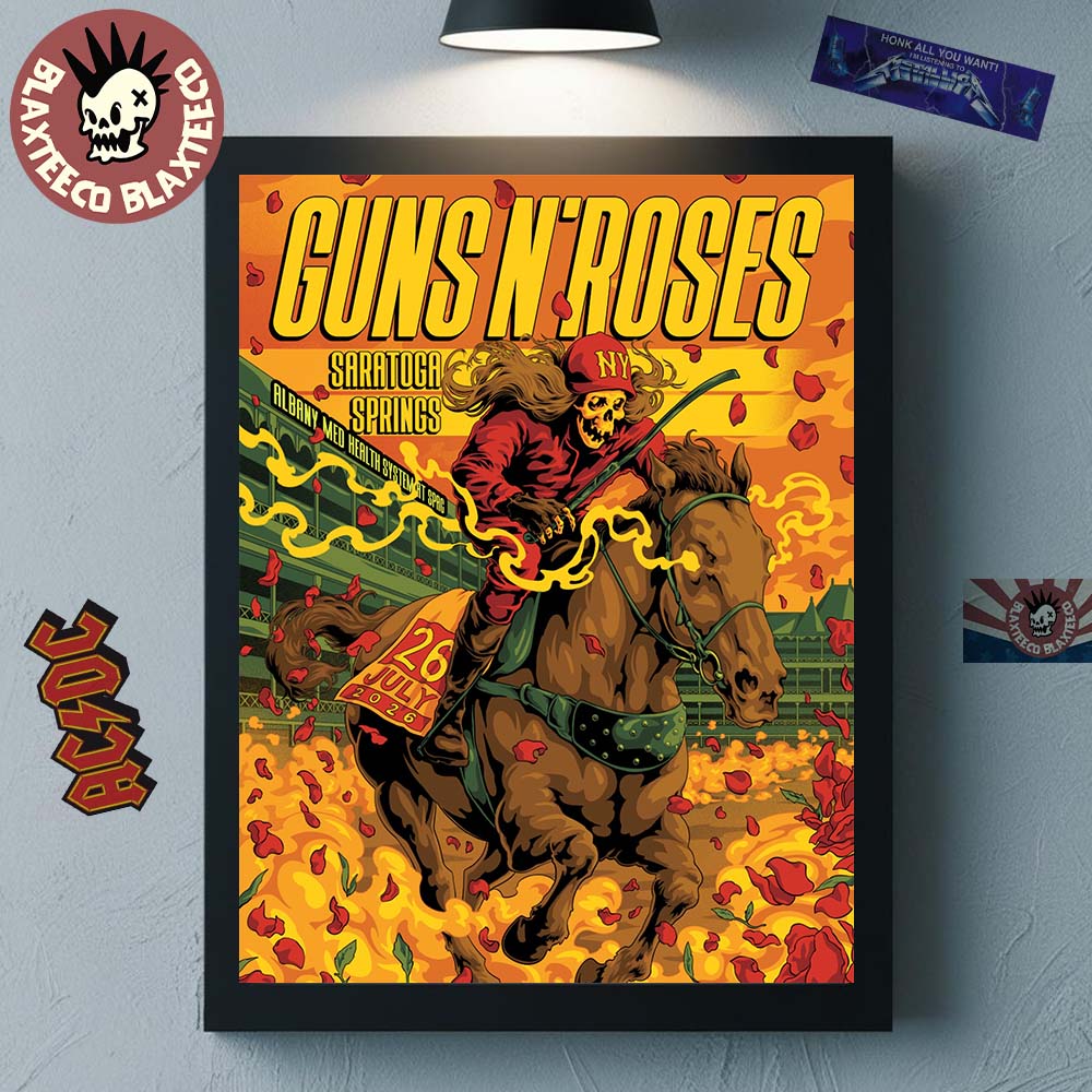 Guns N Roses Saratoga Springs New York 2026 Event Poster At Albany Med Health System At SPAC On July 26 2026 Skeleton Jockey Horse Racing Art Poster Canvas Guns N Roses Saratoga Springs New York 2026 Event Poster At Albany Med Health System At SPAC On July 26 2026 Skeleton Jockey Horse Racing Art Poster Canvas