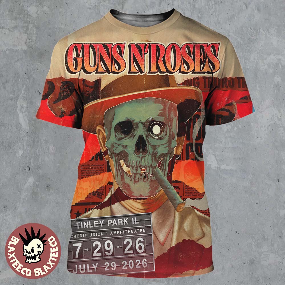 Guns N Roses Tinley Park IL 2026 Event Poster Live At Credit Union 1 Amphitheatre On July 29 2026 All Over Print Shirt Guns N Roses Tinley Park IL 2026 Event Poster Live At Credit Union 1 Amphitheatre On July 29 2026 All Over Print Shirt