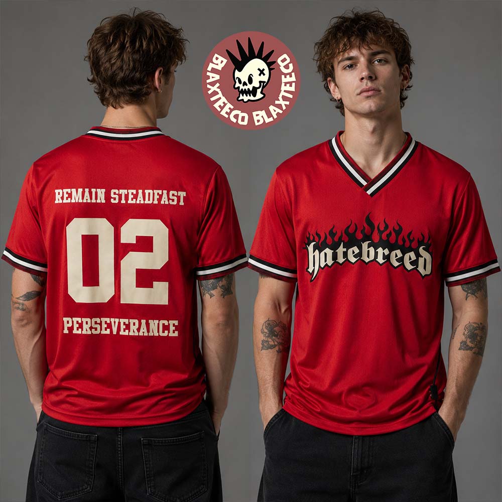 Hatebreed The Summer Slaughter Tour 2026 Merch Remain Steadfast Perseverance Red Football Jersey Hatebreed The Summer Slaughter Tour 2026 Merch Remain Steadfast Perseverance Red Football Jersey