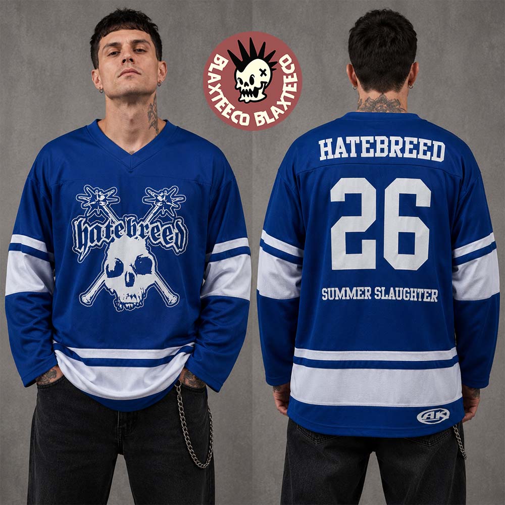 Hatebreed Toronto Canada 2026 Summer Slaughter Tour Merch Blue Hockey Jersey Hatebreed Toronto Canada 2026 Summer Slaughter Tour Merch Blue Hockey Jersey