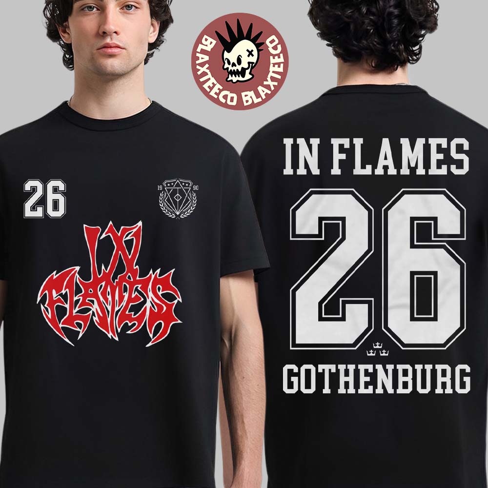 In Flames Summer Tour 2026 Collection Gothenburg Soccer T-Shirt In Flames Summer Tour 2026 Collection Gothenburg Soccer T-Shirt