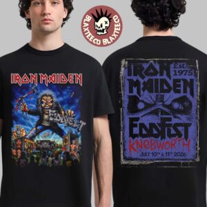 Iron Maiden Eddfest 2026 Knebworth Exclusive Merch Event Tee On July 10 And 11 2026 Giant Eddie Two Sided T-Shirt