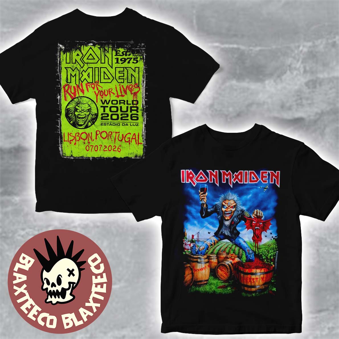 Iron Maiden Lisbon Portugal 2026 Tour Exclusive Event Tee At Estadio Da Luz On 7 July 2026 Eddie The Winemaker T-Shirt Iron Maiden Lisbon Portugal 2026 Tour Exclusive Event Tee At Estadio Da Luz On 7 July 2026 Eddie The Winemaker T-Shirt
