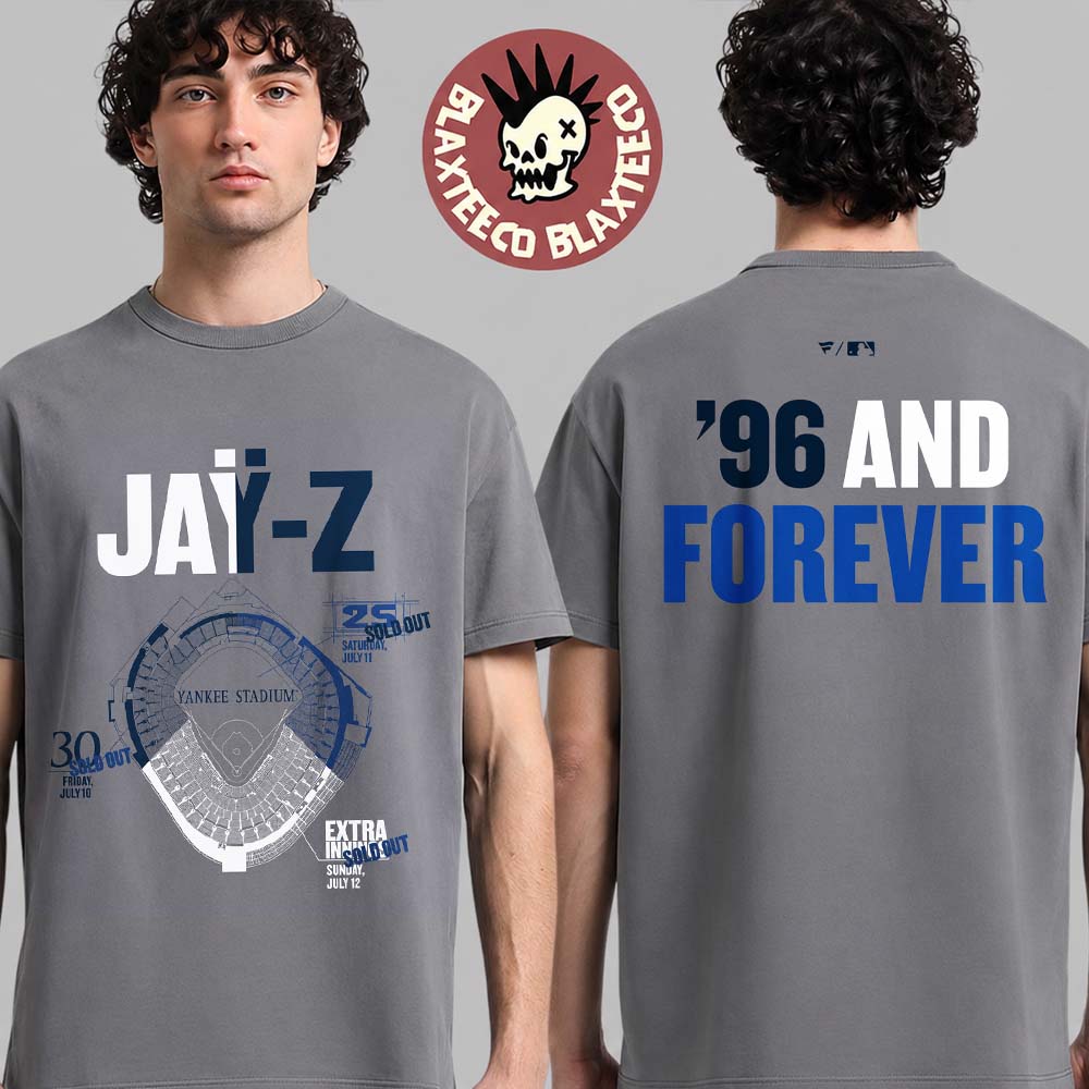 Jay Z 30th Reasonable Doubt 25th Blueprint 2026 Shows Merch Yankee Stadium On July 10 11 12 2026 96 And Forever Grey T-Shirt Jay Z 30th Reasonable Doubt 25th Blueprint 2026 Shows Merch Yankee Stadium On July 10 11 12 2026 96 And Forever Grey T-Shirt