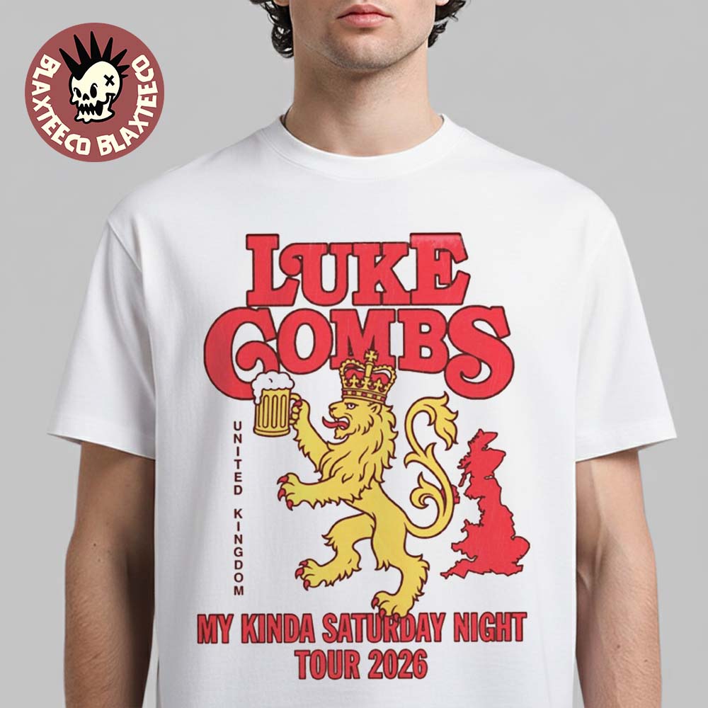 Luke Combs My Kinda Saturday Night Tour United Kingdom Merch Pop Up The Lion King Holding Beer T-Shirt Luke Combs My Kinda Saturday Night Tour United Kingdom Merch Pop Up The Lion King Holding Beer T-Shirt
