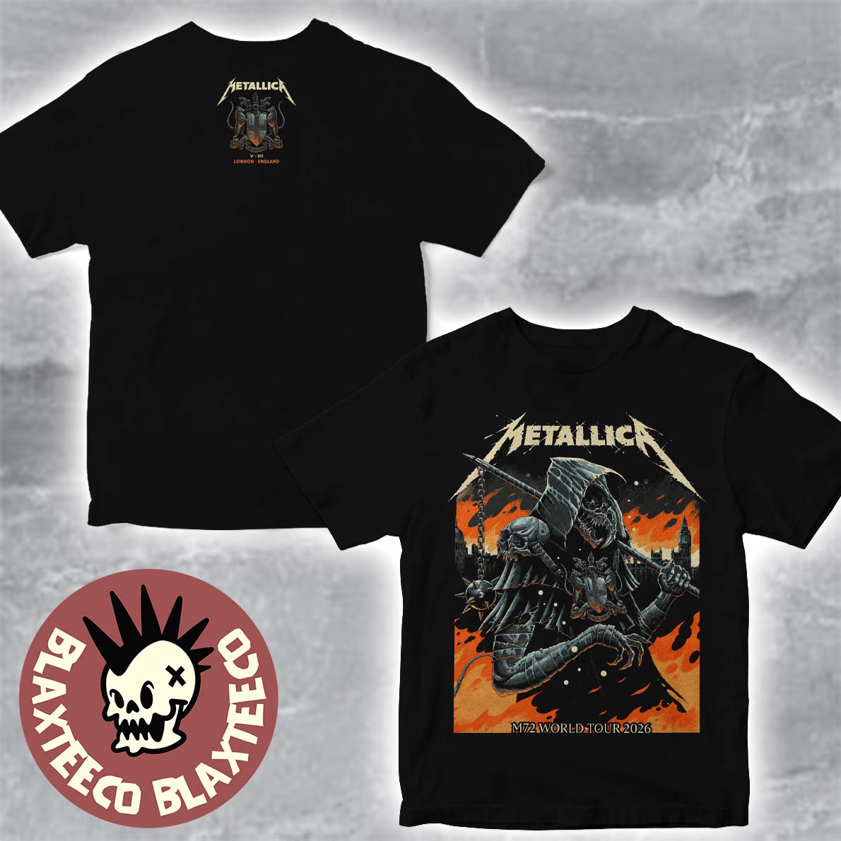 Metallica M72 London England UK 2026 Night 2 Exclusive Merch Plague Doctor Tee At London Stadium On 5 July 2026 Art By Luke Preece T-Shirt Metallica M72 London England UK 2026 Night 2 Exclusive Merch Plague Doctor Tee At London Stadium On 5 July 2026 Art By Luke Preece T-Shirt