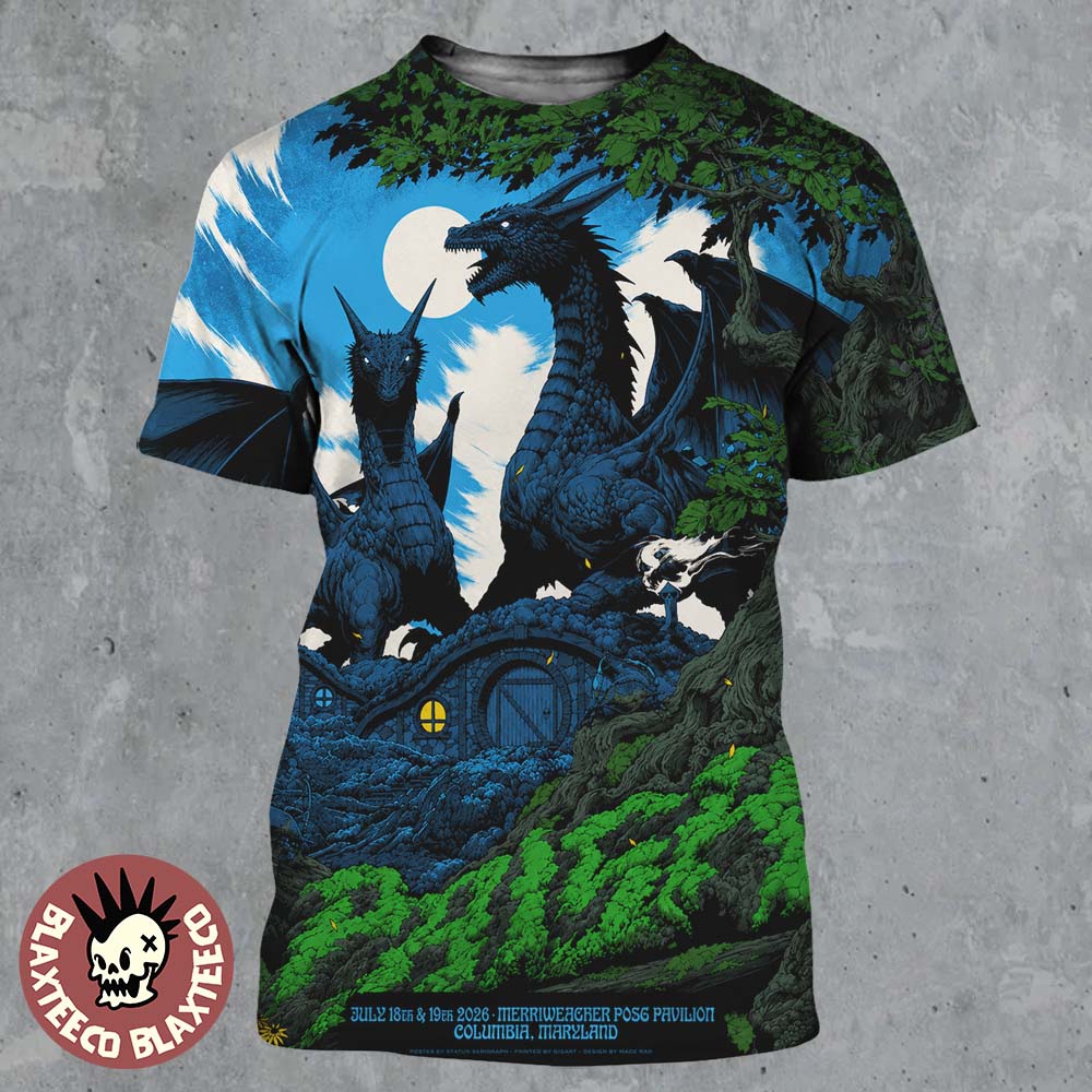 Phish Dry Goods Columbia Maryland 2026 Exclusive Event Poster At Merriweather Post Pavilion On July 18 And 19 2026 Black Dragons All Over Print Shirt Phish Dry Goods Columbia Maryland 2026 Exclusive Event Poster At Merriweather Post Pavilion On July 18 And 19 2026 Black Dragons All Over Print Shirt