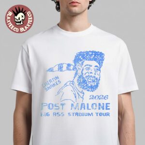 Post Malone X Cheatin Snakes 2026 Big Ass Stadium Tour Merch White T-Shirt