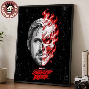 Ryan Gosling Ghost Rider 2028 Split Face Home Decor Poster Canvas