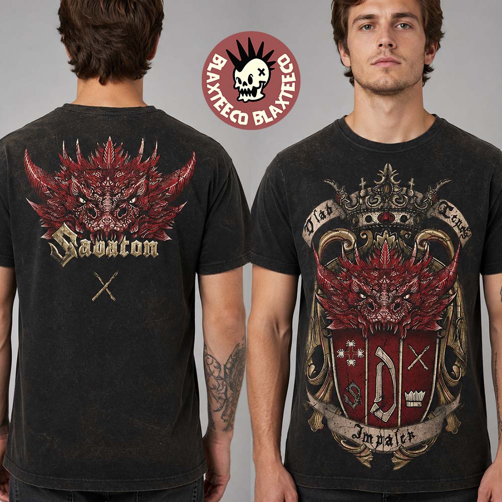 Sabaton Impaler Vlad Tepes Red Dragon Vintage T-Shirt Sabaton Impaler Vlad Tepes Red Dragon Vintage T-Shirt